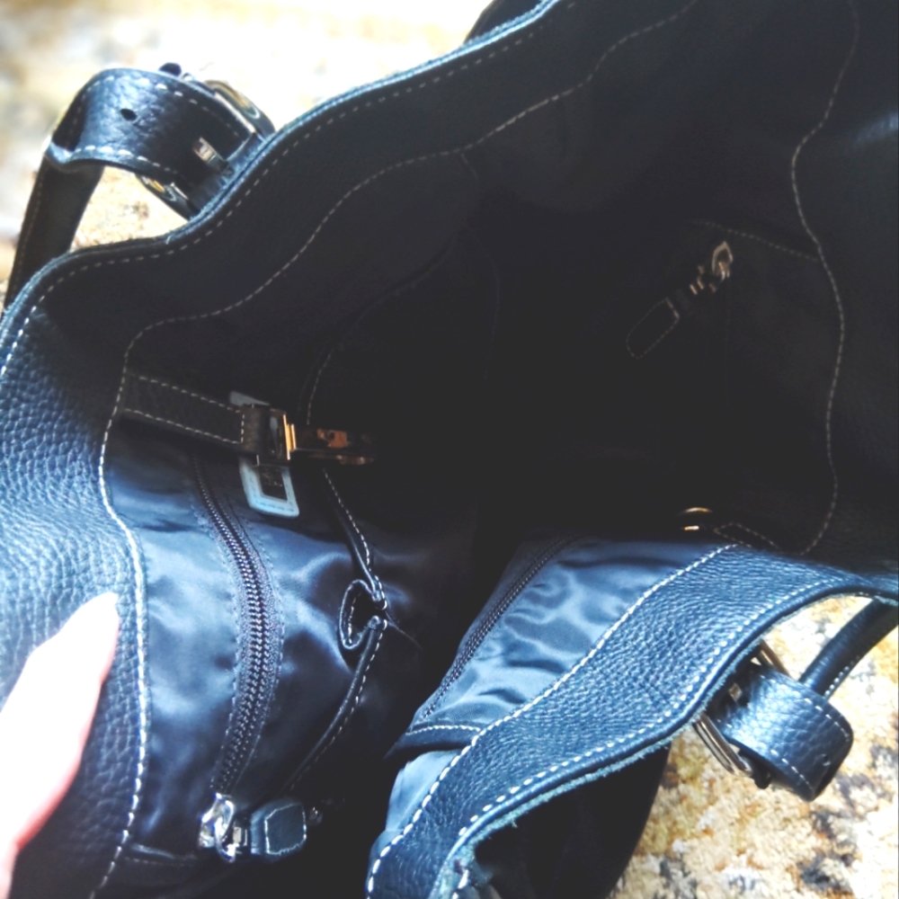 HUGE Lambertson Truex Black Suede Leather Bag Tote Overnight Laptop EXCELLENT - Picture 6 of 9